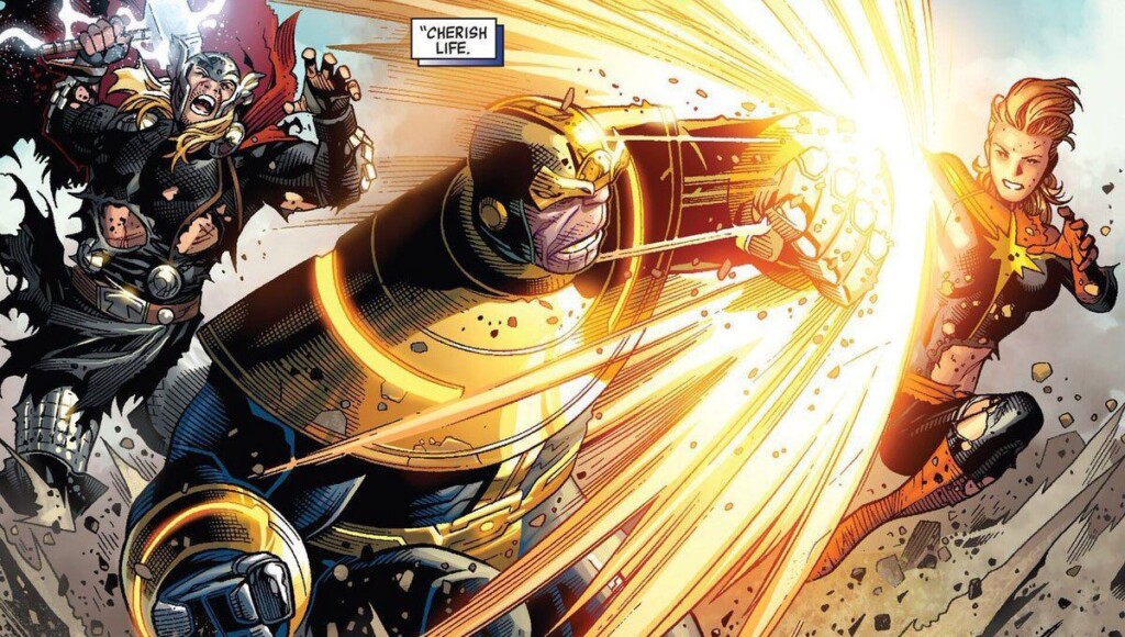 Captain Marvel vs Thanos comics